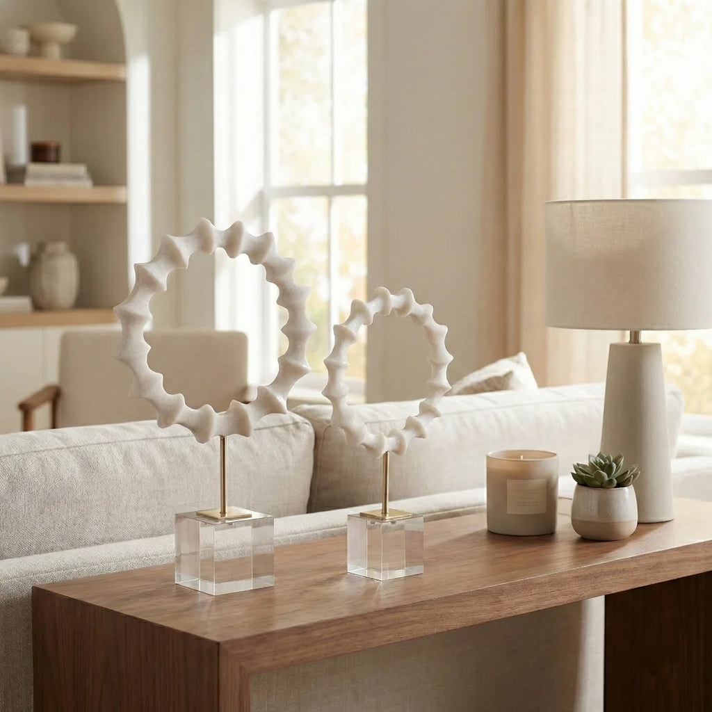 Decorative Resin and Glass Abstract Statue for Home Decor