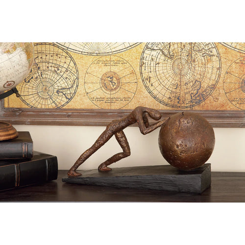 Abeilles Polystone People Decorative Brown Sculpture with Ball
