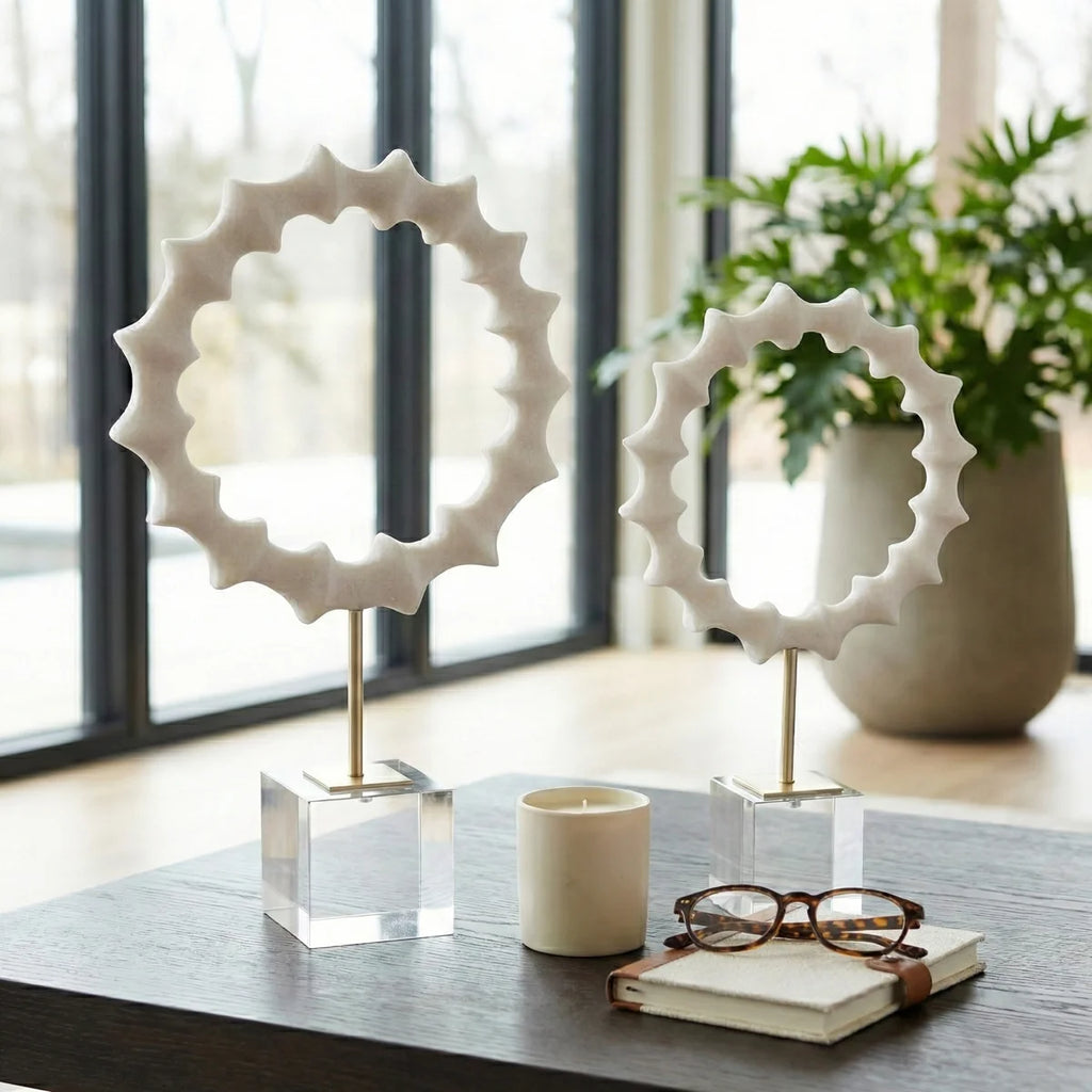 Decorative Resin and Glass Abstract Statue for Home Decor