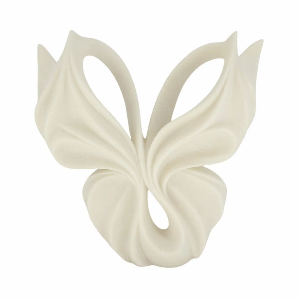 Decorative Butterfly Sculpture Object for Home Decor Display - Elegant Polyresin Figurine Statue Ideal Decoration for Living Room and Entryway - White